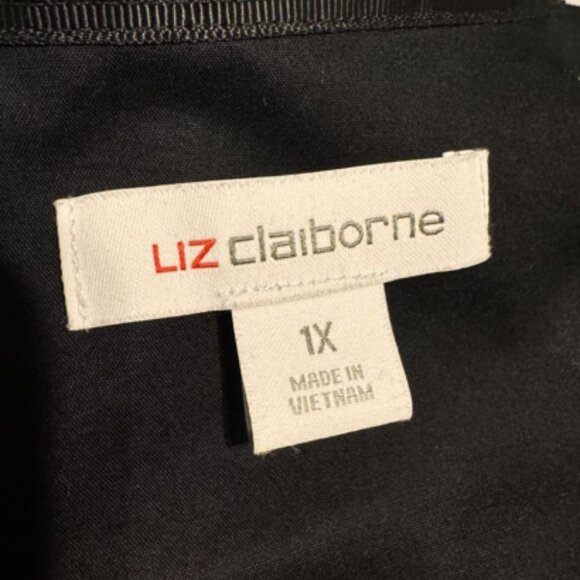 Liz Claiborne Button Down Poplin Shirt, Black, 1X - Picture 2 of 3